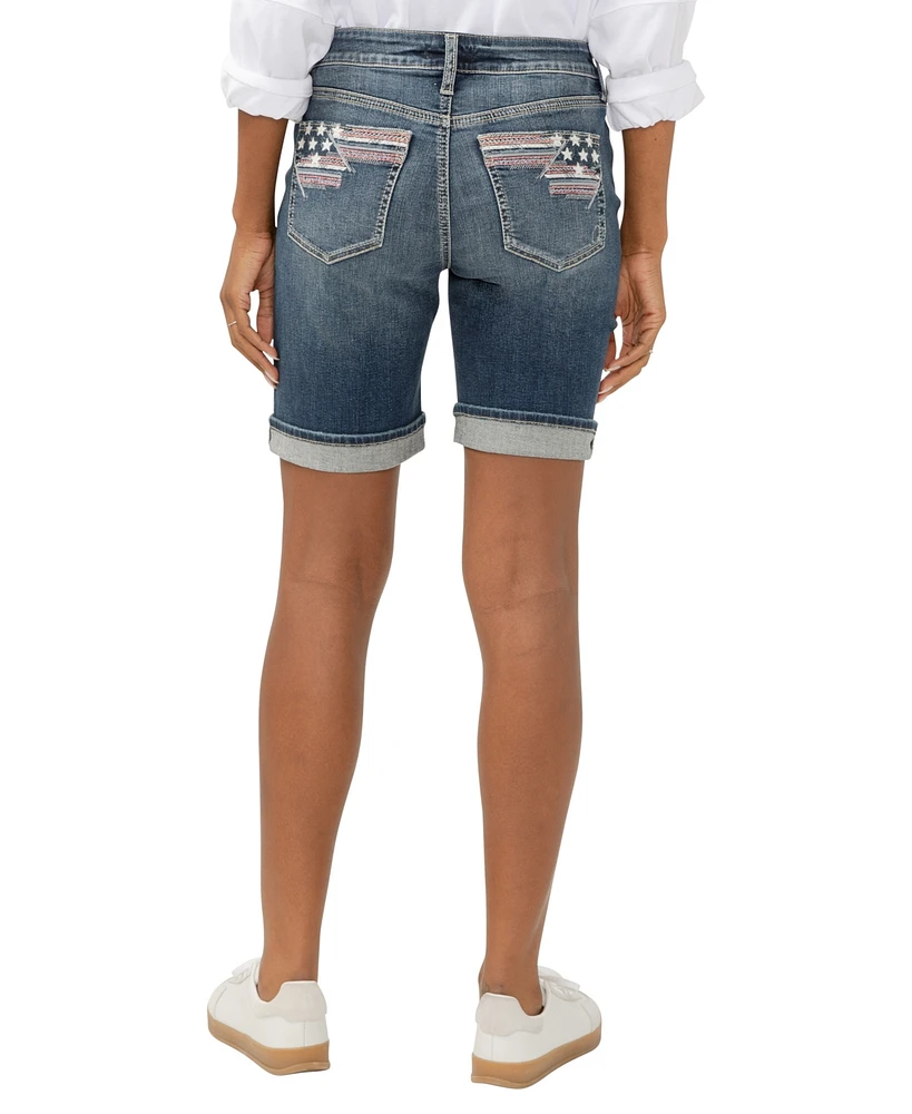 Silver Jeans Co. Women's Suki Mid Rise Curvy Fit Bermuda Shorts