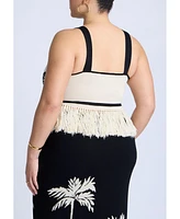 Eloquii Women's Fringe Crop Top