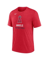 Nike Men's Heather Red Los Angeles Angels Logo Tri-Blend T-Shirt