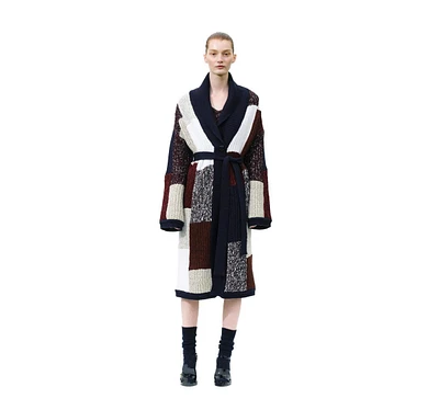 Labeca London Women Vivienne Block Wool Midi Robe Cardigan