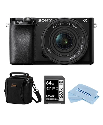 Sony Alpha a6100 Mirrorless Camera with 16-50mm f/3.5-5.6 Lens, Bundle with 64GB Sdxc Memory Card and Shoulder Bag