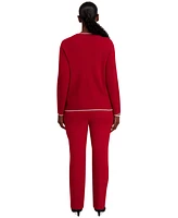 Kasper Round-Neck Long-Sleeve Button Front Cardigan, Regular & Plus