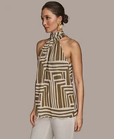 Donna Karan New York Women's High-Neck Printed Halter Top, Regular & Petite