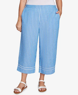 Ruby Rd. Plus Size Yarn Dye Stripe Relaxed Soft Capri Pants