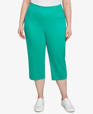 Ruby Rd. Plus Size Ladder Hem Soft Denim Capri Jeans