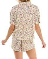 Roudelain Women's Oversized Shirt, Cami & Boxer Short 3-Pc. Pajama Set
