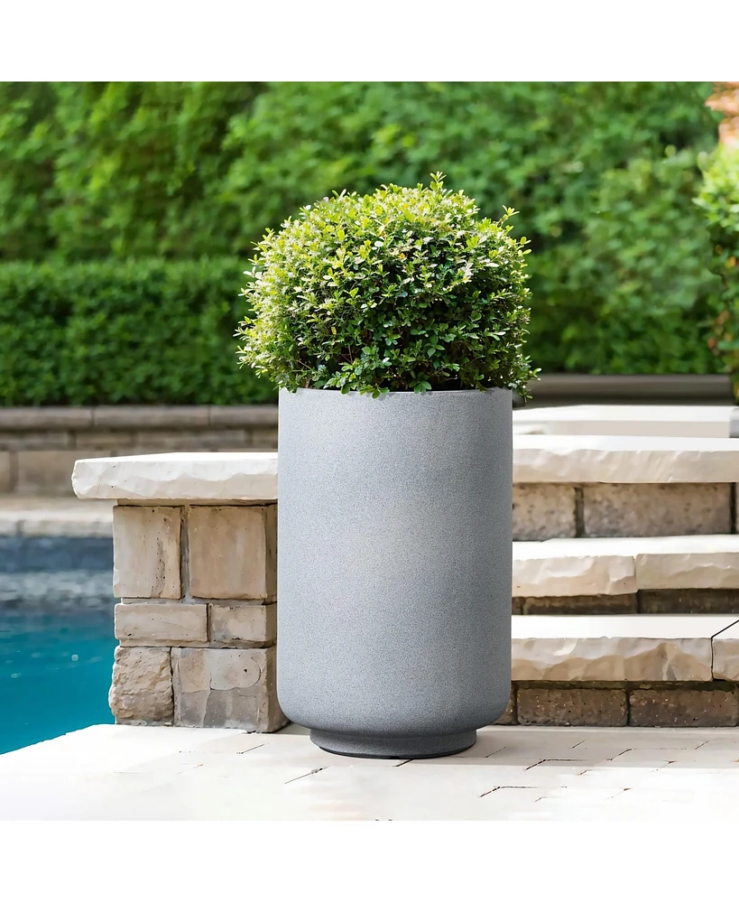 LuxenHome Minimalistic Modern Gray -Inch Tall Round MgO Planter