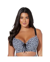 Swimsuits for All Women's Bra Tie Front Longline Underwire Bikini Top