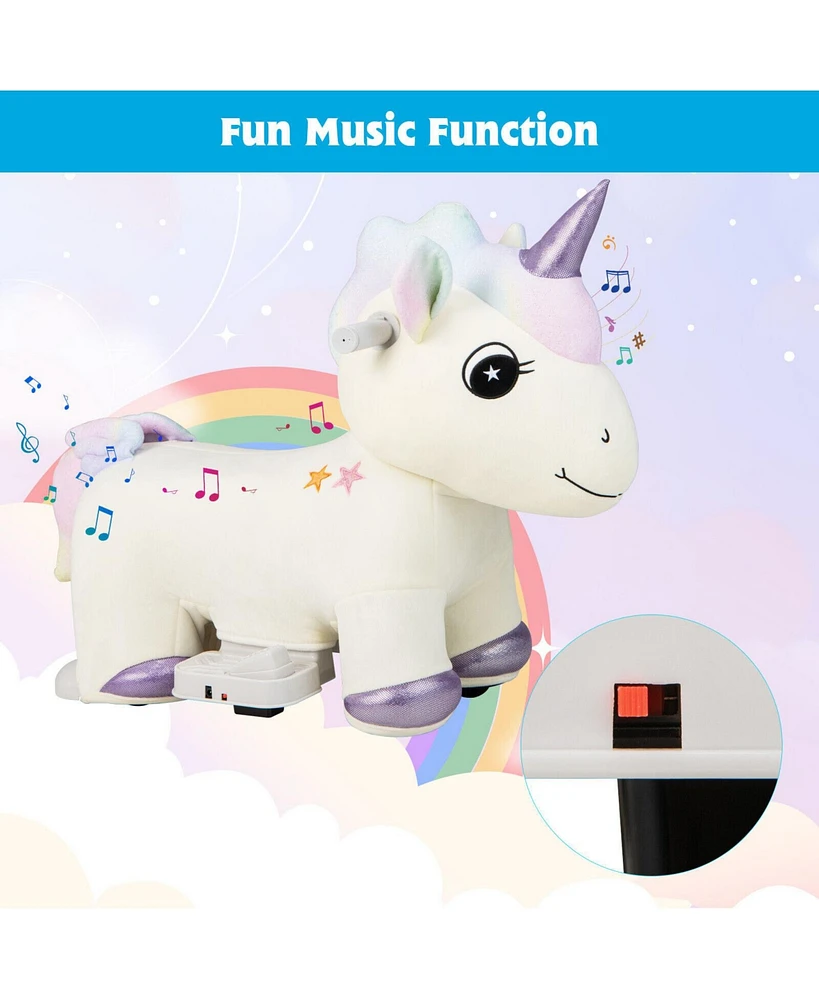 6V Electric Animal Ride On Toy with Music and Handlebars