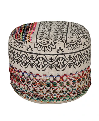 Upholstered Cotton Blend Ottoman for Footrest and Accent Furniture