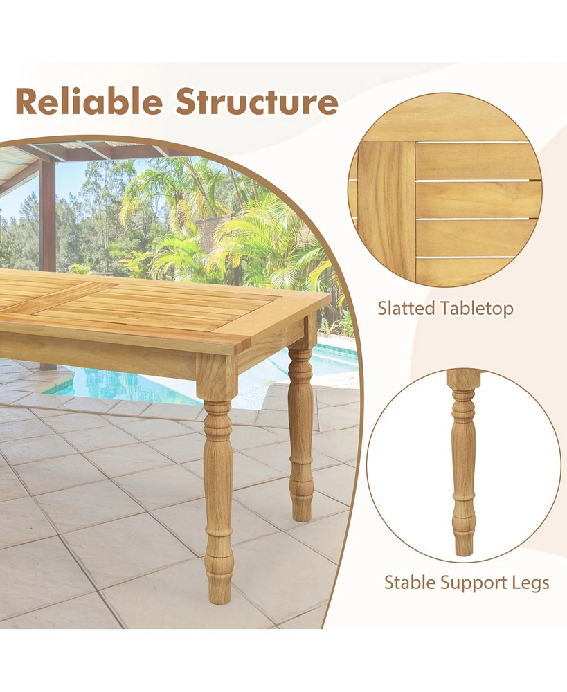 Patio Coffee Table with Solid Teak Wood Structure and Slatted Tabletop