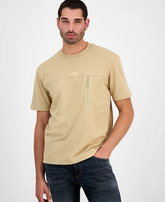 Hugo by Boss Men's Dubi Relaxed Fit Short Sleeve Crewneck Zipper T-Shirt