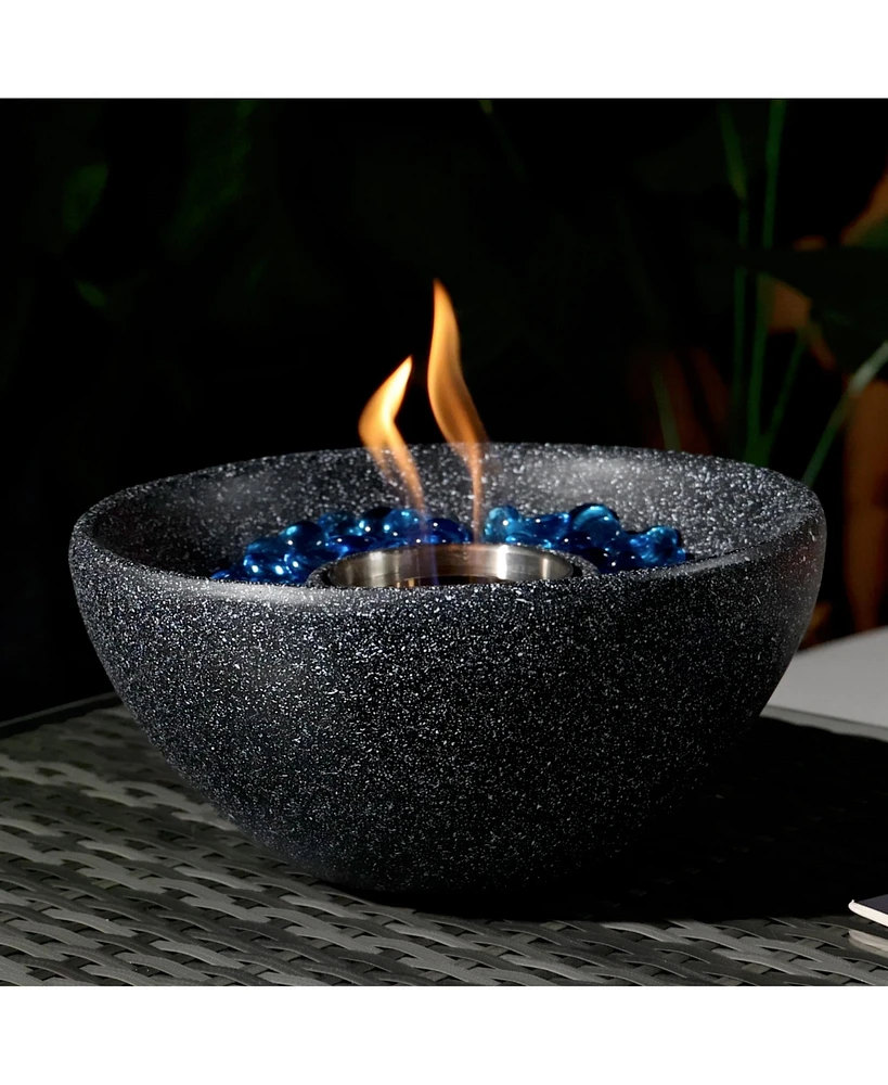 10.63 in. x 10.63 in. x 5.12 in. Black Ethanol Fuel Concrete Tabletop Fire Pit, Personal Fireplace Mini Fire Pit