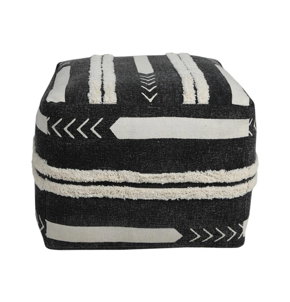 18" Black 100% Cotton Ottoman