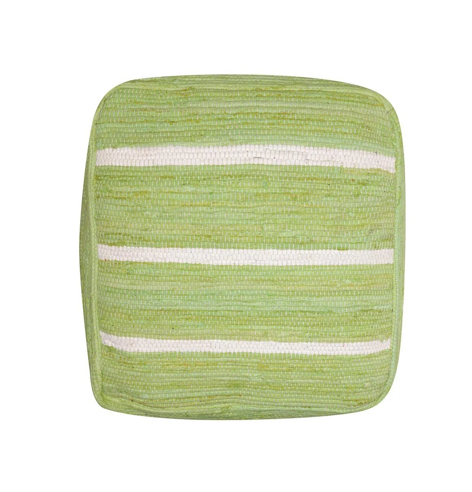 Cotton Cube Striped Pouf Ottoman for Living Room Seating and Decor