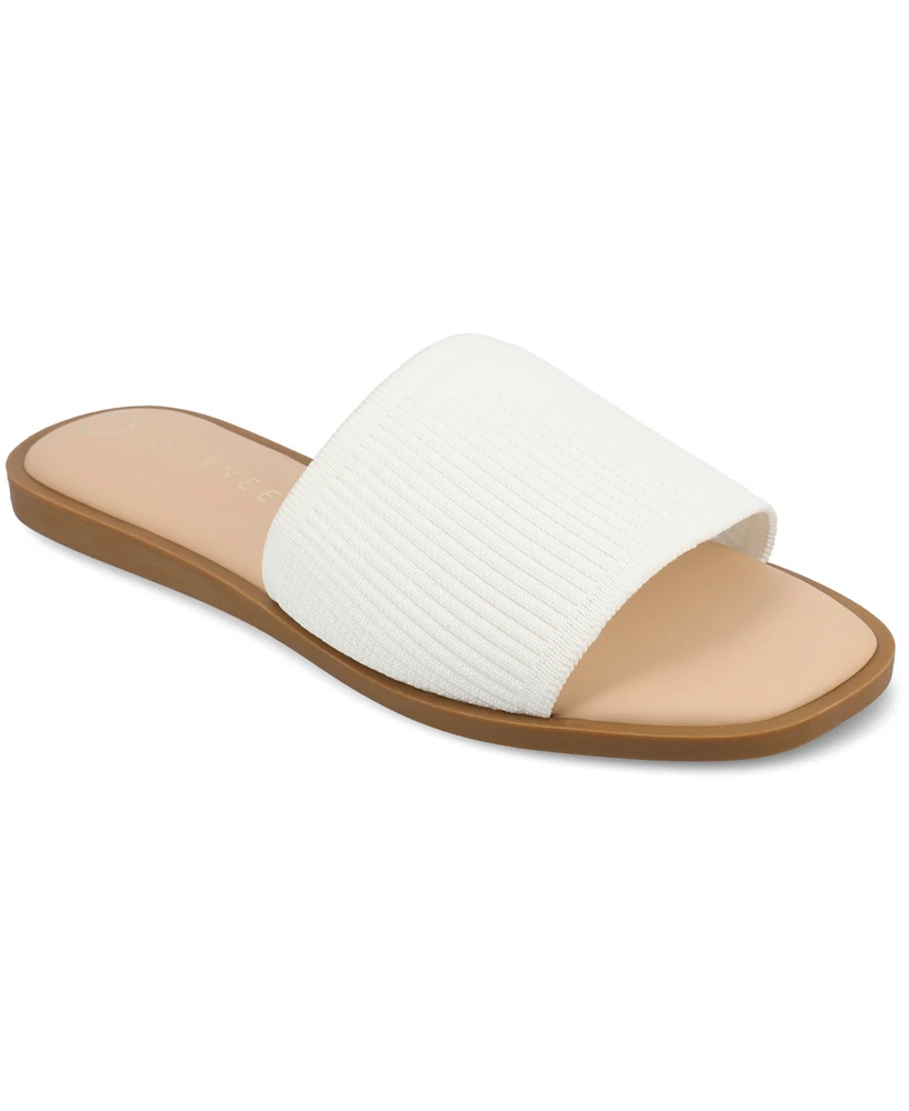 Journee Collection Women's Prisilla Single Band Slide Flat Sandals
