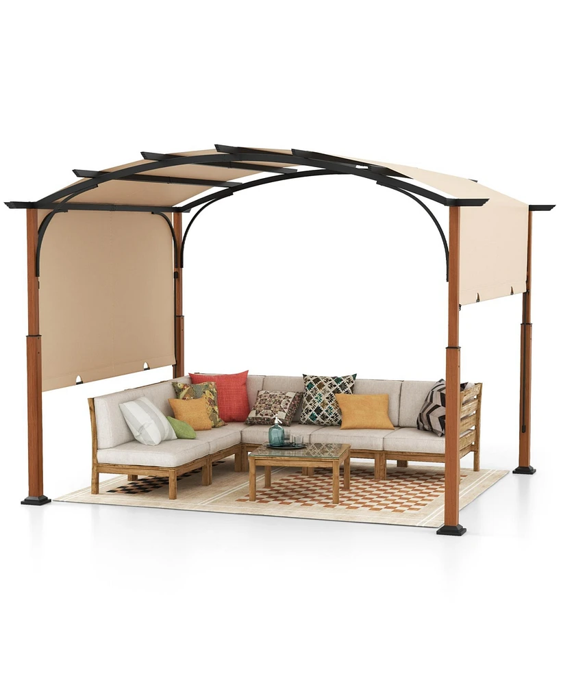 10 x 12 Ft Outdoor Retractable Pergola with Retractable Canopy for Patio