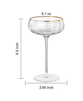 The Wine Savant Khen Vintage Ribbed Coupe Glasses, Set of 2