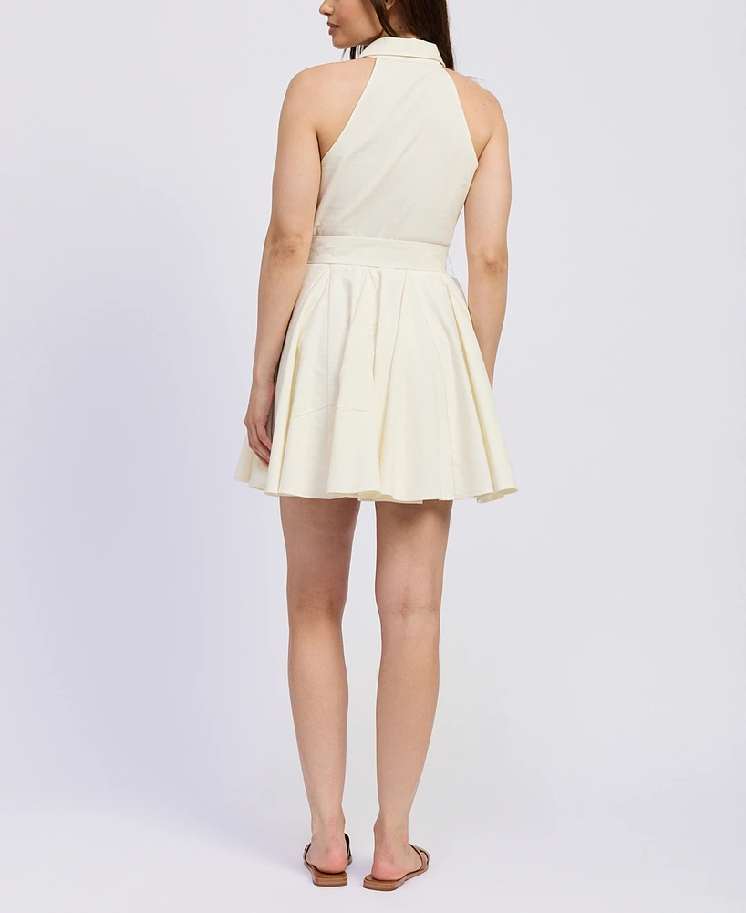 En Saison Women's Ellis Collared Belted Mini Dress