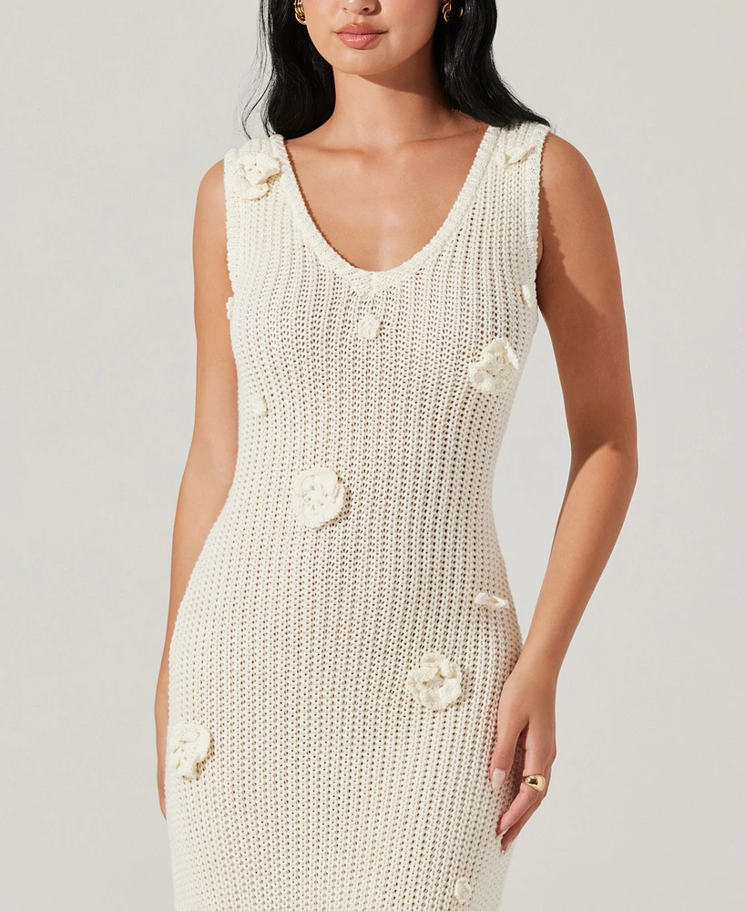 Astr the Label Women's Ainhoa Cotton Crochet-Applique Dress
