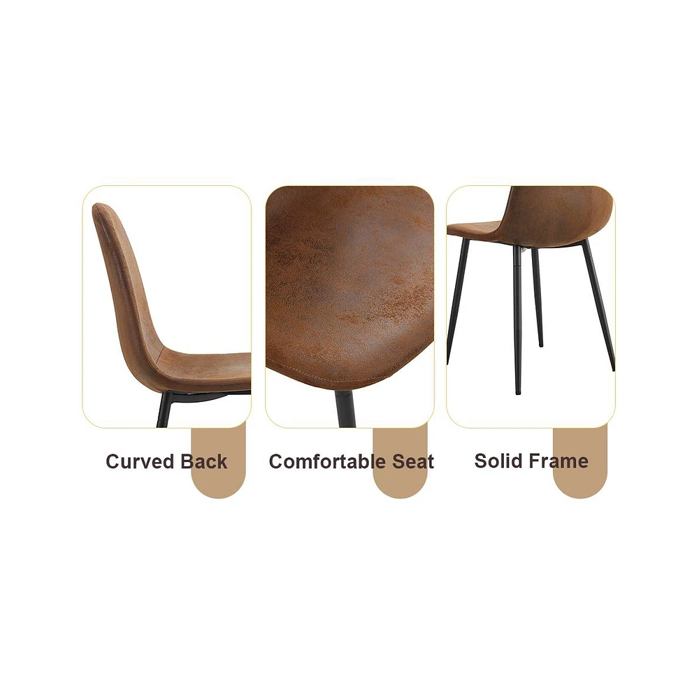 Industrial Walnut Dining Set: 71" Table + 8 Brown Chairs