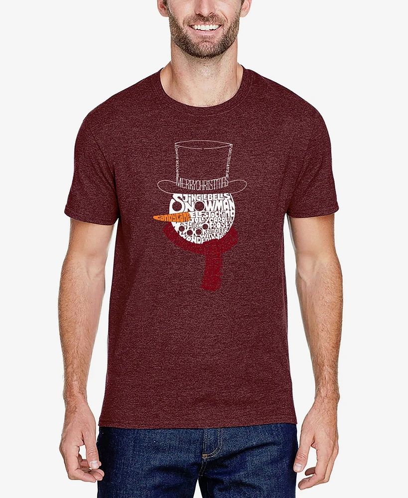 La Pop Art Men's Snowman Face Premium Blend Word T-Shirt