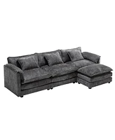 Modern Large boucle Fabric L-Shape Sectional Chenille fabric, movable pedals, detachable armrests, oversized three-seat Sofa