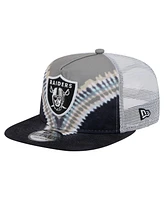 New Era Men's Gray/Black Las Vegas Raiders Throwback Dye Golfer Snapback Hat