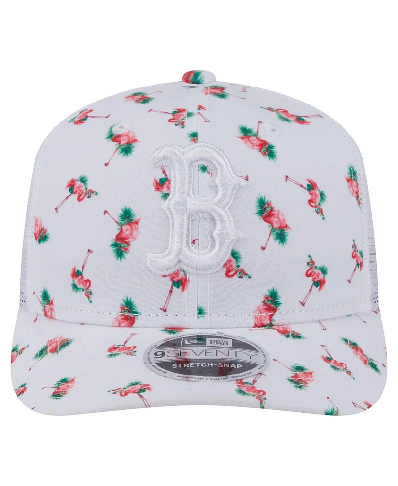 New Era Men's White Boston Red Sox Flamingo Mesh Back 9SEVENTY Stretch-Snap Hat