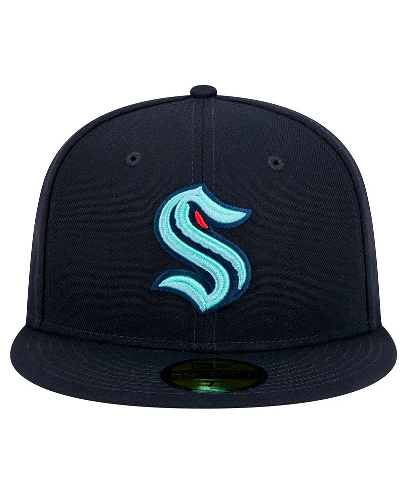 New Era Men's Deep Sea Blue Seattle Kraken Core 59FIFTY Fitted Hat