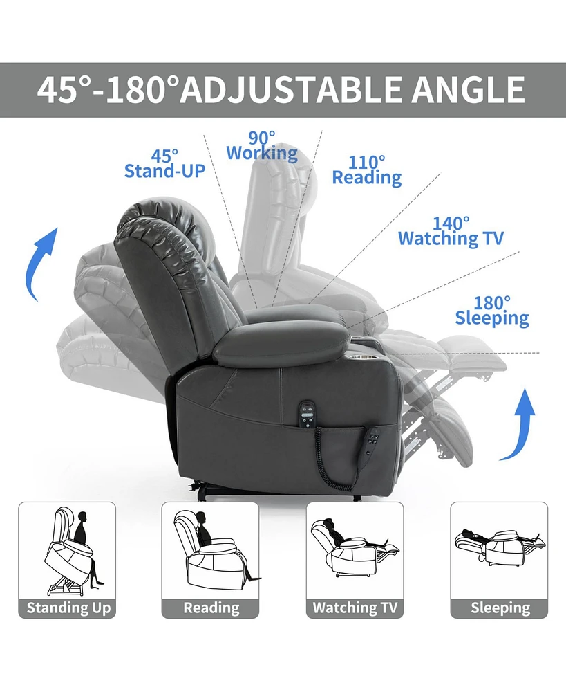 Power Lift Massage Recliner Chair with 8 Massage Points, Gray