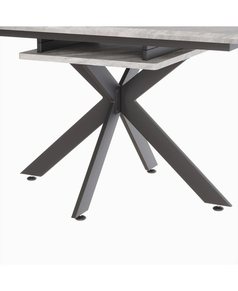Extendable Dining Table Set for 6-8 with Upholstered Chairs