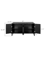 59" Curved Vintage Sideboard with Large Handles and Adjustable Shelves (Antique Black)
