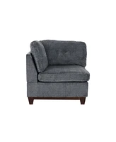 Piece Ash Grey Chenille Fabric Modular Sectional with Ottomans