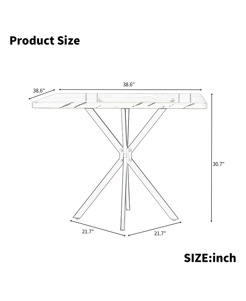 Mid-Century Modern Square Dining Table for 4-6
