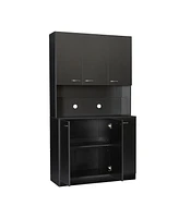 70.87" Tall Wardrobe & Kitchen Cabinet, With 6-Doors, 1-Open Shelves And 1-Drawer For Bedroom