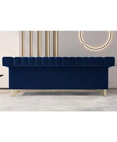 Luxurious Blue Velvet Sofa with Stainless Steel Metal Legs and Comfortable Seating