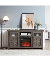 Farmhouse Cabinet with Fireplace Insert, 60.23"W x 15.35"D x 31.7"H