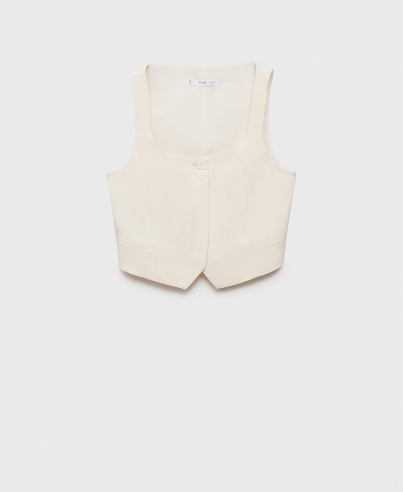 Mango Women's Linen Blend Suit Vest