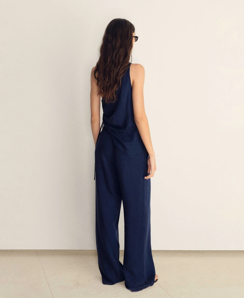 Mango Women's Denim-Effect Lyocell Pants