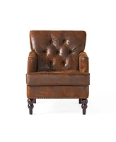 Tufted Club Chair with Nailhead Trim and Birch Wood Legs