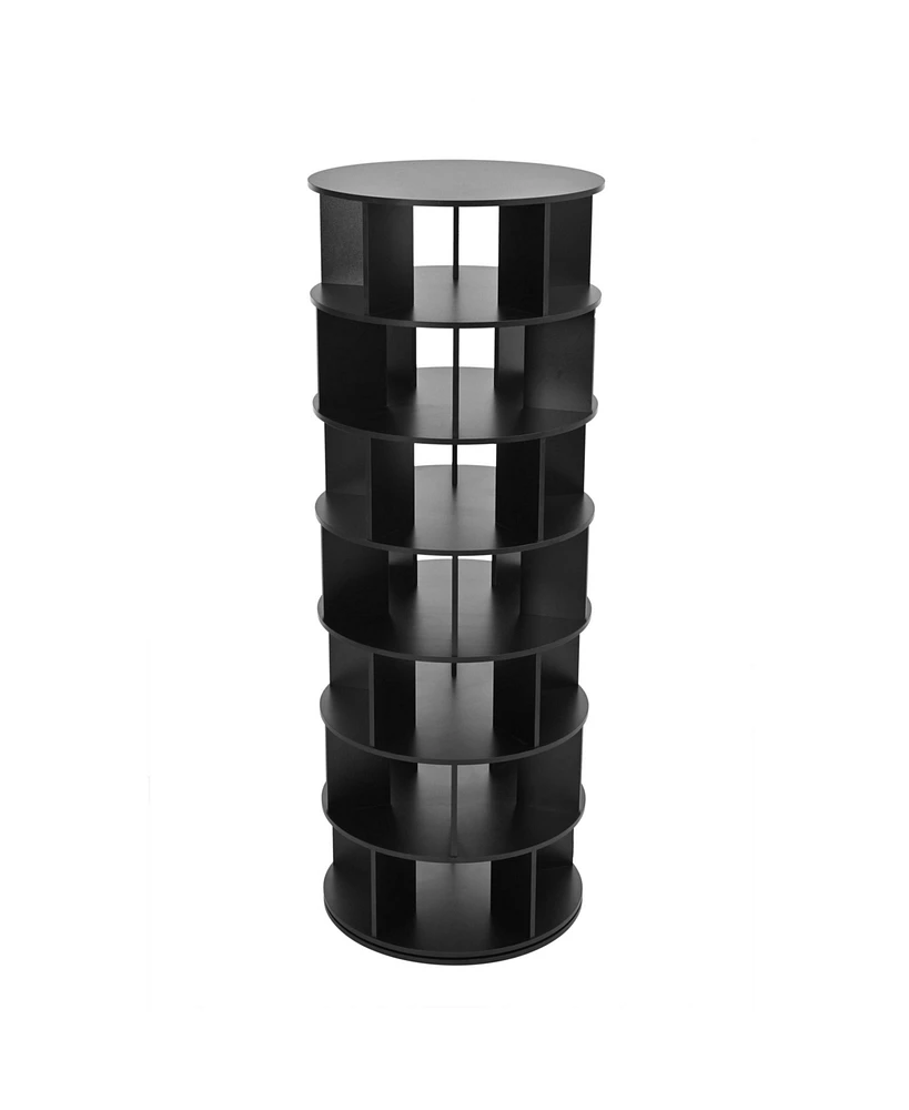 23.6" Rotating Shoe Rack Tower, 7-Tier Spinning Shoe Shelf with 5 Grids Per Layer, Display Rack, 360 Revolving Shoe Carousel Closet Organizer for