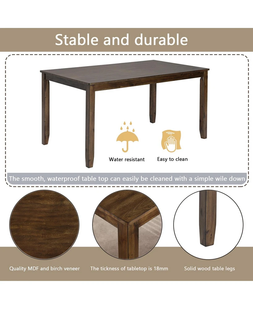 6-Piece Walnut Dining Set: Table, 4 Chairs & Bench