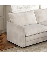 Corduroy Loveseat Sofa with Ottoman & 2 Cushions