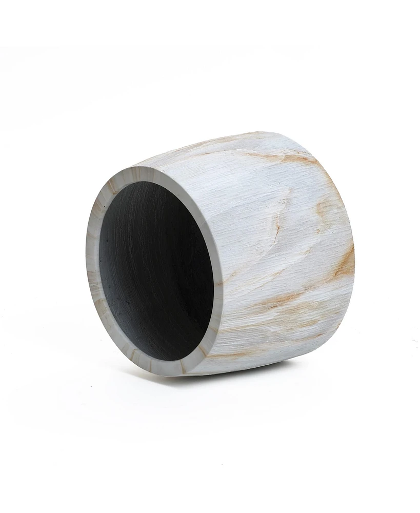 LuxenHome 2-Piece Marble White with Brown Ribbons Texture MgO Planter Set, Indoor and Outdoor