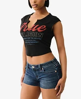 True Religion Women's Vintage Tr V Notch Rib Top