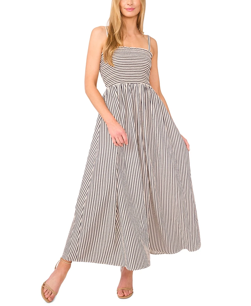 CeCe Women's Striped Smocked Maxi Dress