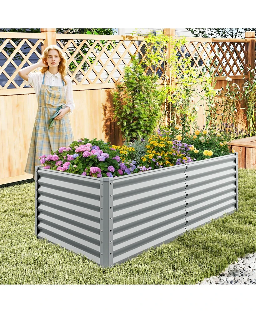 6 x 3 x 2 Feet Metal Rectangular Raised Garden Bed with Open Bottom Design