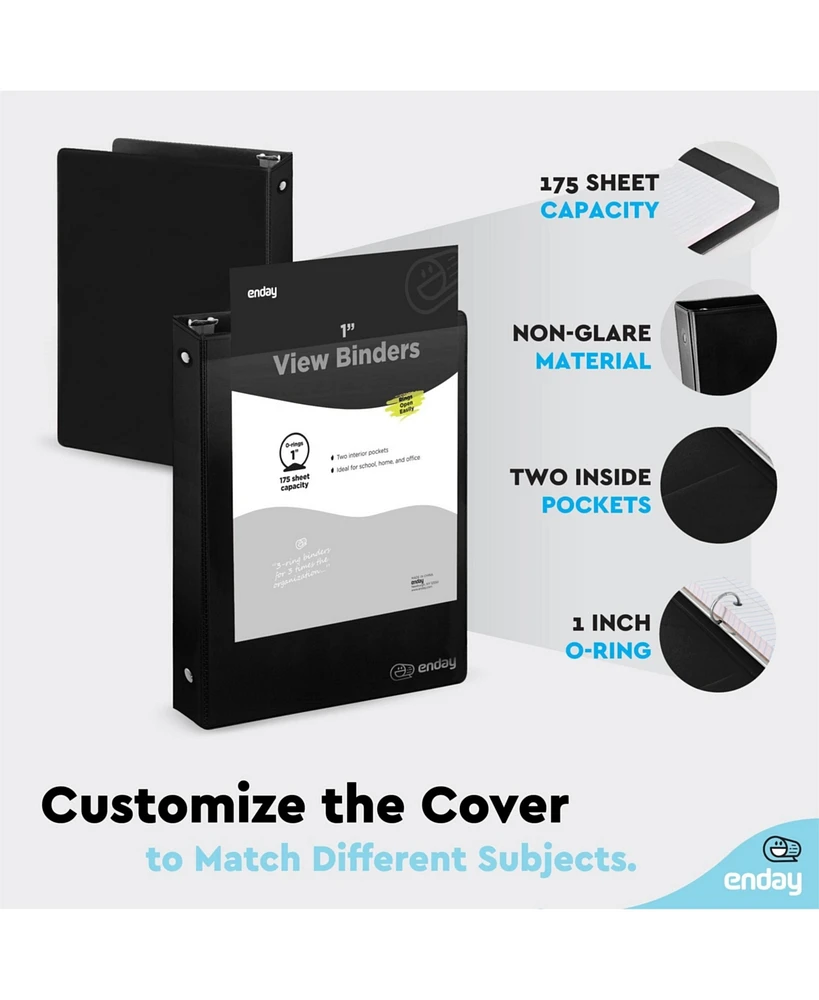 Enday 3-Ring Binder with Clear View Cover and 2 Inside Pockets – Heavy Duty Durable for School Supplies, Office Organization