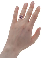 Amethyst (4-1/6 ct. t.w.), Rose de France Amethyst (7/8 ct. t.w.) & Diamond (1/2 ct. t.w.) Halo Ring in 14k Rose Gold